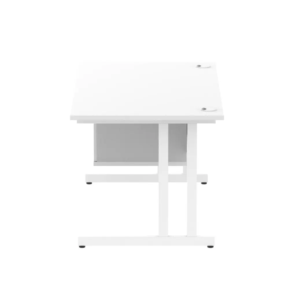 Dynamic Impulse W1400 x D800 x H730mm Straight Office Desk Cantilever Leg With 1 x 2 Drawer Single Fixed Pedestal White Finish White Frame - MI002210