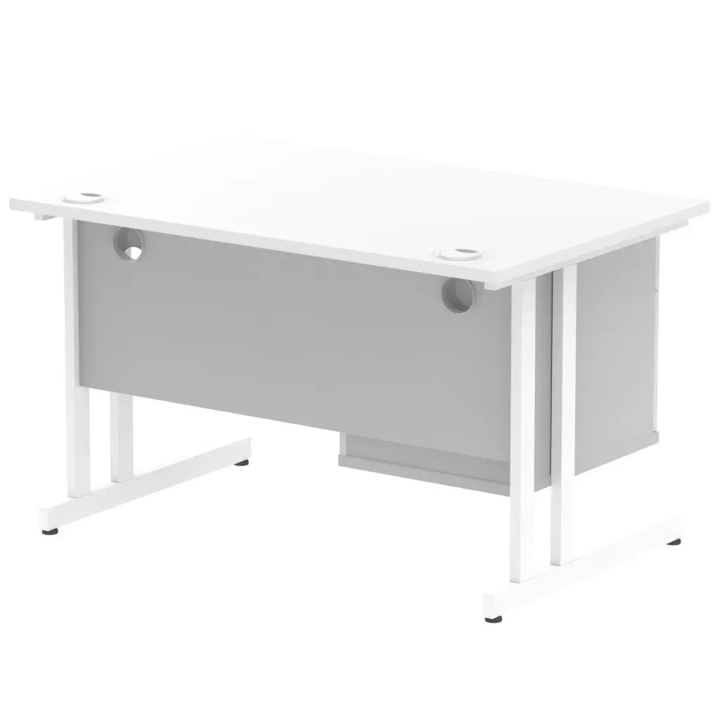 Dynamic Impulse W1200 x D800 x H730mm Straight Office Desk Cantilever Leg With 1 x 2 Drawer Single Fixed Pedestal White Finish White Frame - MI002209