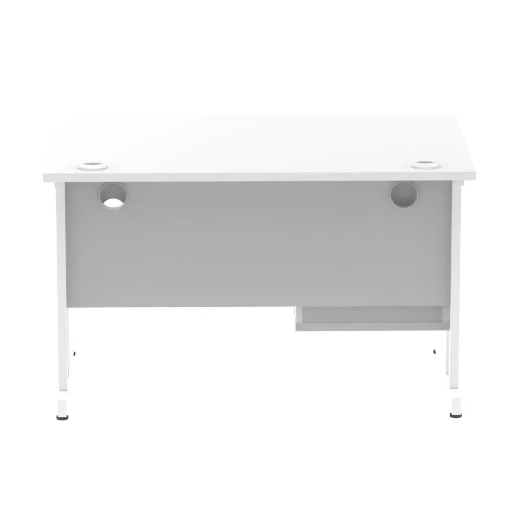 Dynamic Impulse W1200 x D800 x H730mm Straight Office Desk Cantilever Leg With 1 x 2 Drawer Single Fixed Pedestal White Finish White Frame - MI002209