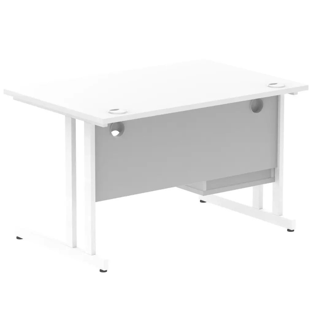 Dynamic Impulse W1200 x D800 x H730mm Straight Office Desk Cantilever Leg With 1 x 2 Drawer Single Fixed Pedestal White Finish White Frame - MI002209