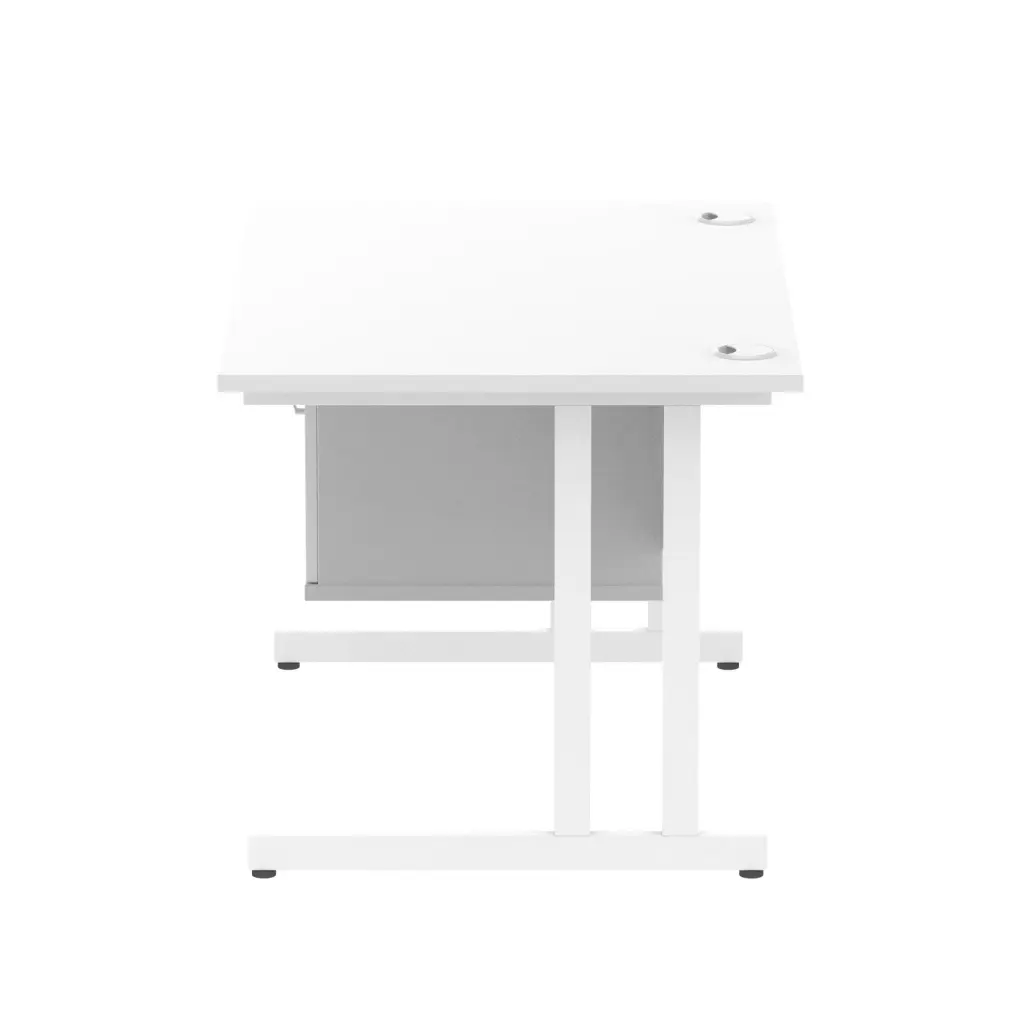 Dynamic Impulse W1200 x D800 x H730mm Straight Office Desk Cantilever Leg With 1 x 2 Drawer Single Fixed Pedestal White Finish White Frame - MI002209