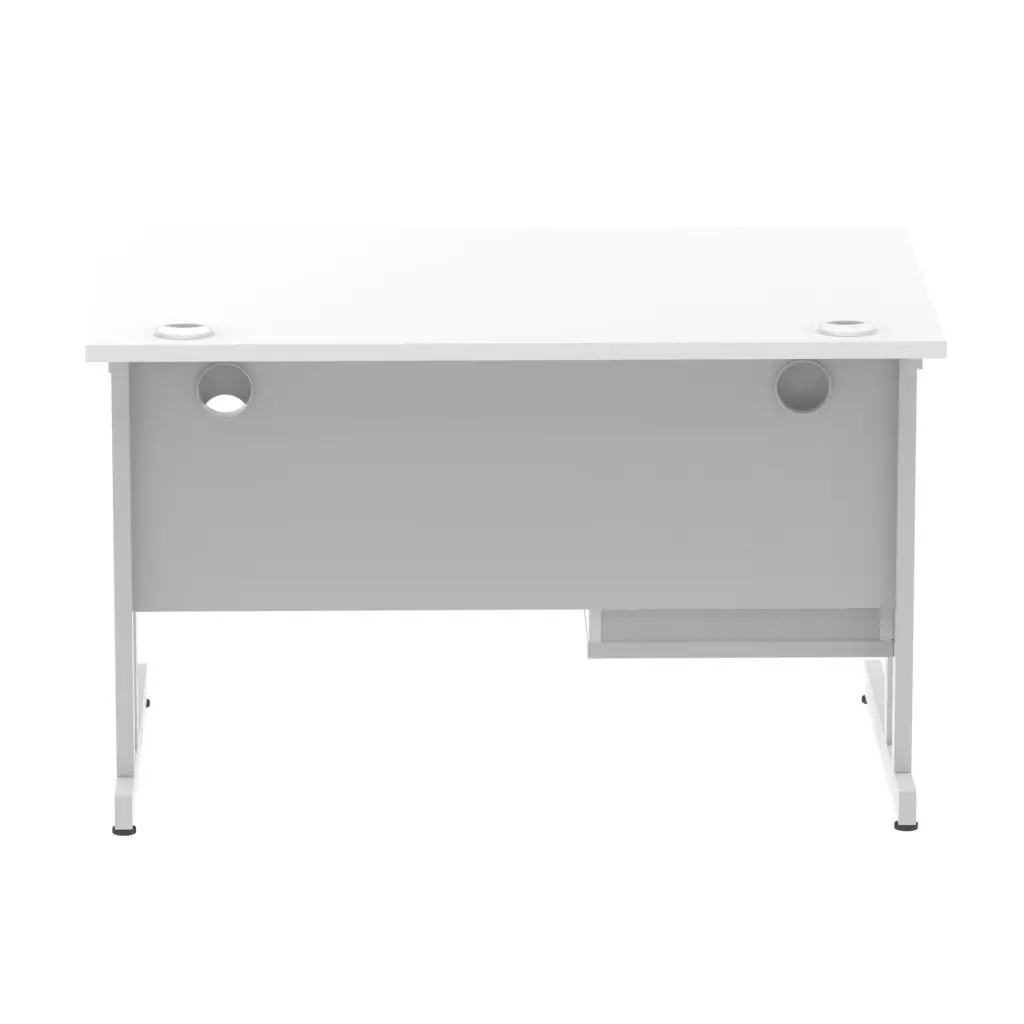 Dynamic Impulse W1200 x D800 x H730mm Straight Office Desk Cantilever Leg With 1 x 2 Drawer Single Fixed Pedestal White Finish Silver Frame - MI002205