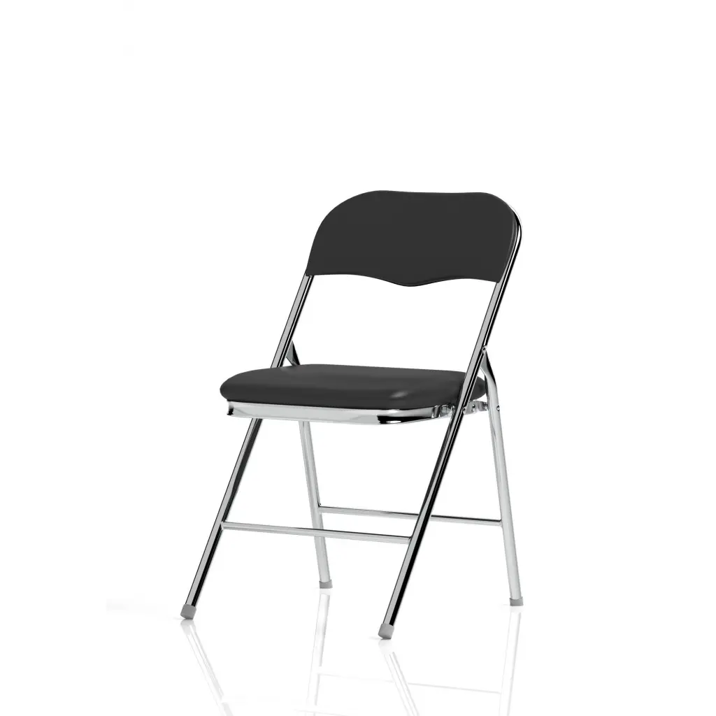 Dynamic Sicily PU Leather Folding Chair Black/Chrome Frame - BR000311