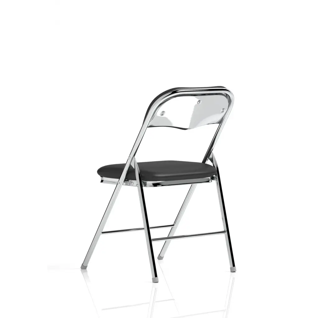 Dynamic Sicily PU Leather Folding Chair Black/Chrome Frame - BR000311