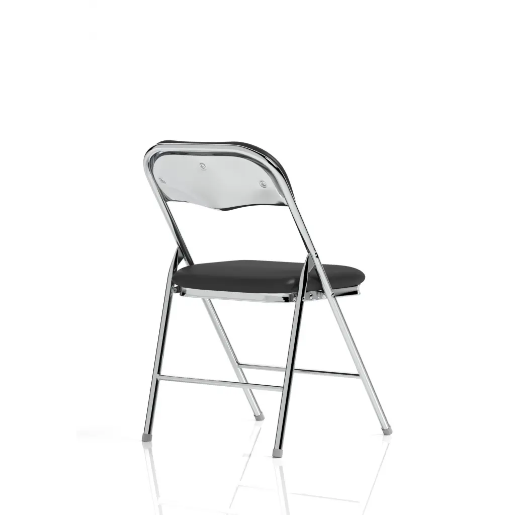 Dynamic Sicily PU Leather Folding Chair Black/Chrome Frame - BR000311