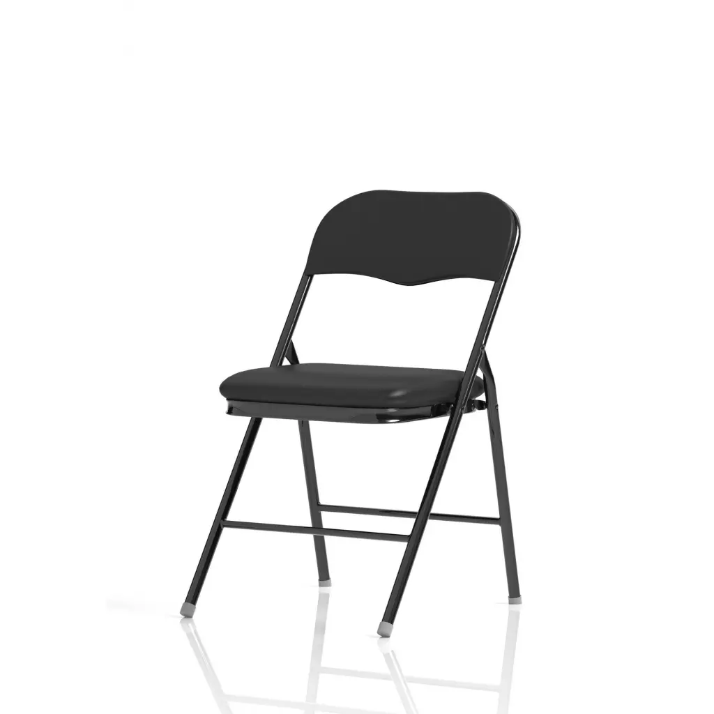 Dynamic Sicily PU Leather Folding Chair Black/Black Frame - BR000310