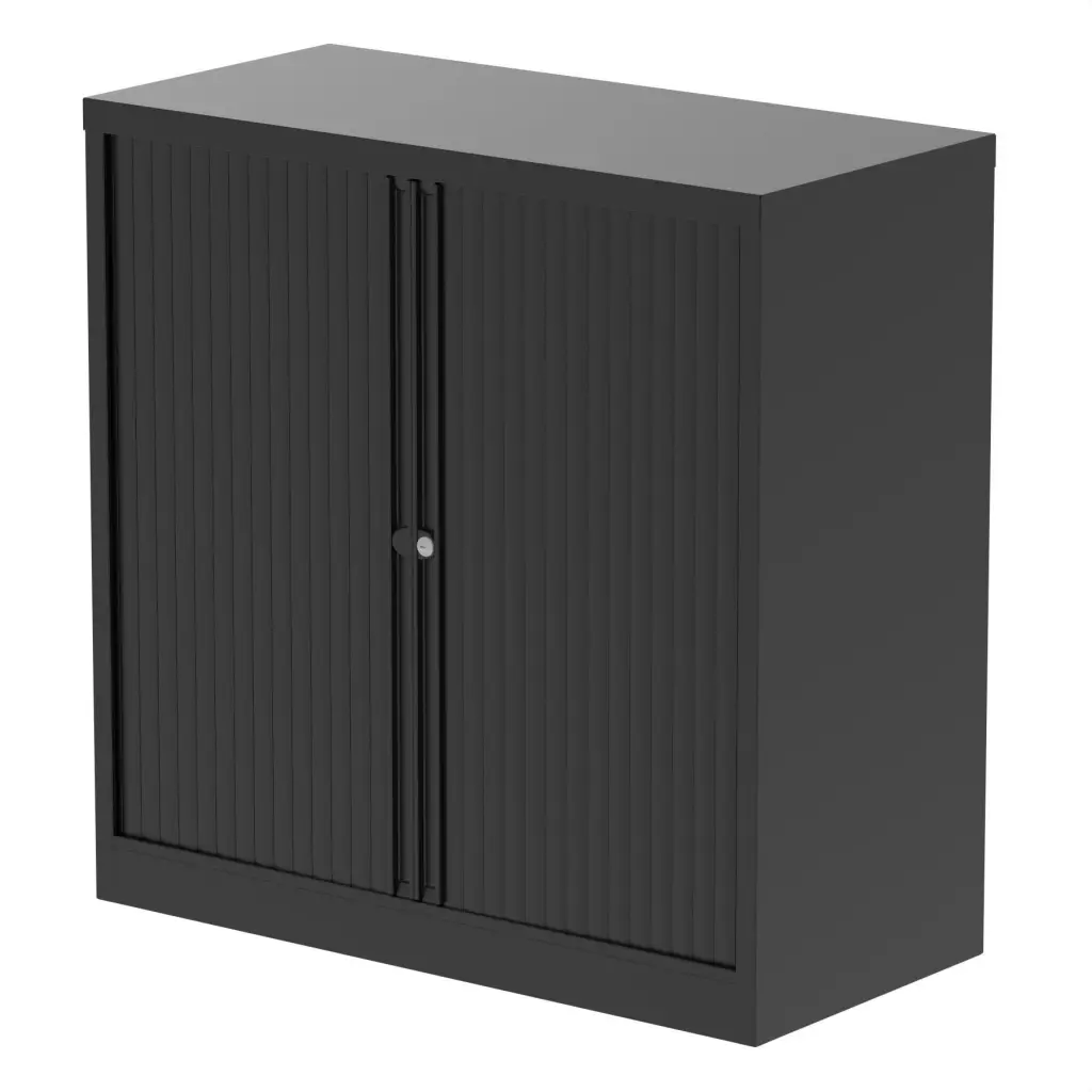 Dynamic Qube by Bisley Side Tambour Cupboard No Shelves H1970 x W1000 x D470mm Black (Made to Order) - BS0036