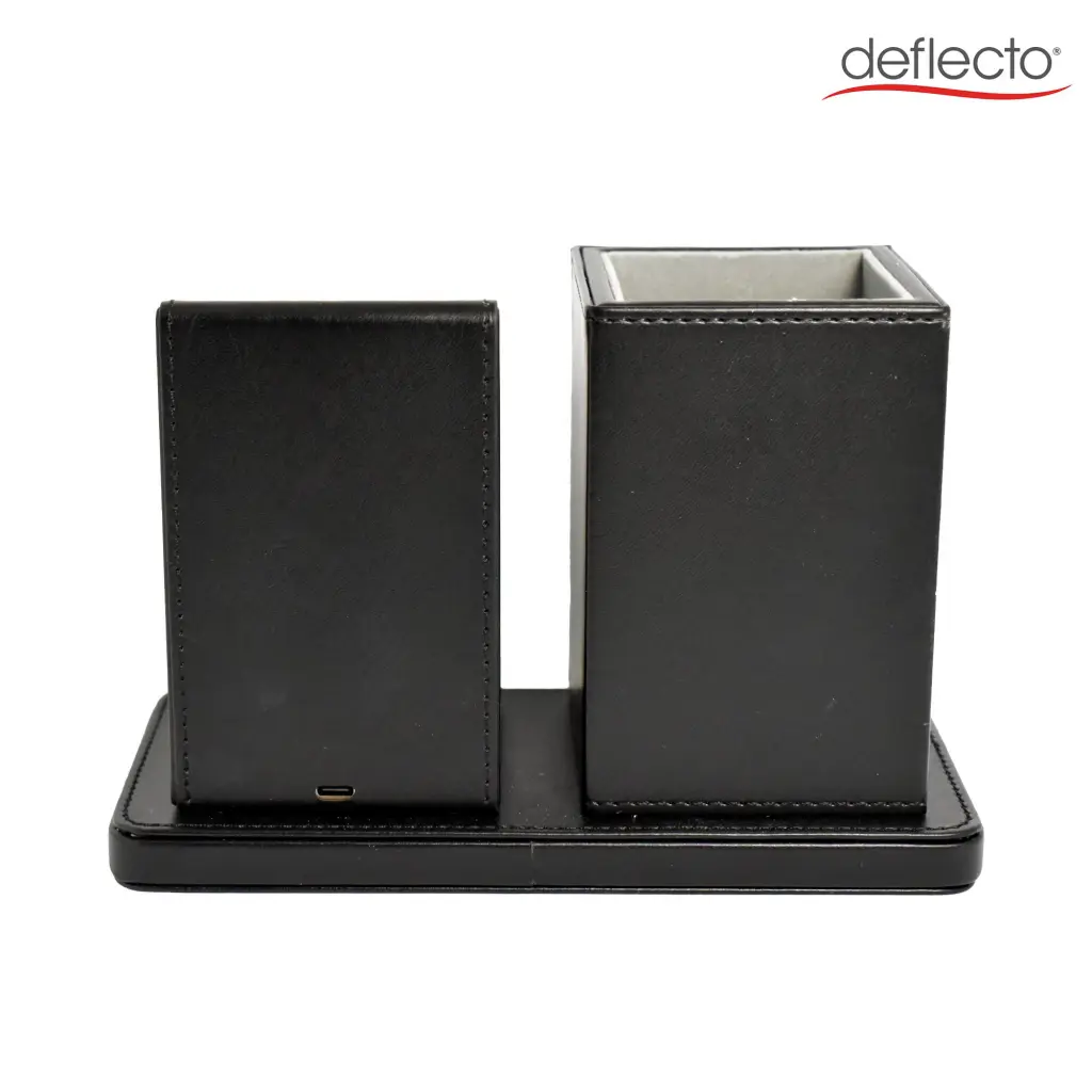 Deflecto Wireless Charging Desk Organiser/Pen Holder Black - WC103DEBLK