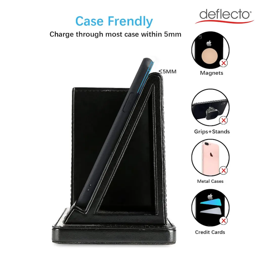 Deflecto Wireless Charging Desk Organiser/Pen Holder Black - WC103DEBLK