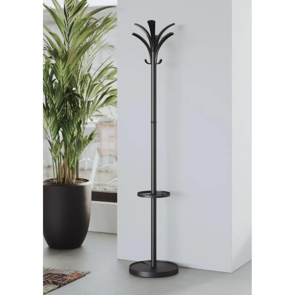 Alba Biro Coat Stand 6 Coat Hooks and 3 Accessory Hooks Black - PMBRIO N