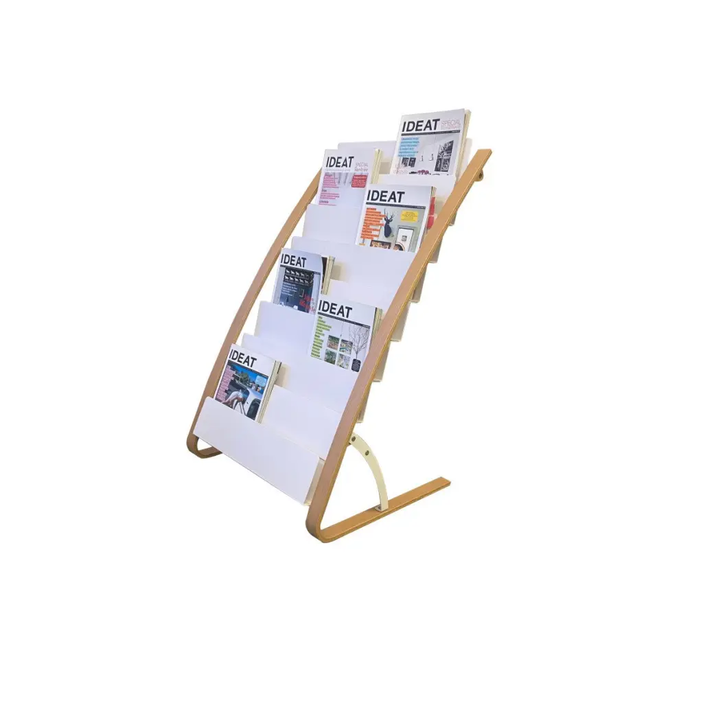 Alba Wooden Floor Stand 8 x 2 Compartments A4 Format Literature Display H930 x W580 x D500mm Light Wood/White - DDEXPO8W BC