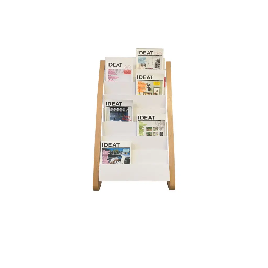 Alba Wooden Floor Stand 8 x 2 Compartments A4 Format Literature Display H930 x W580 x D500mm Light Wood/White - DDEXPO8W BC