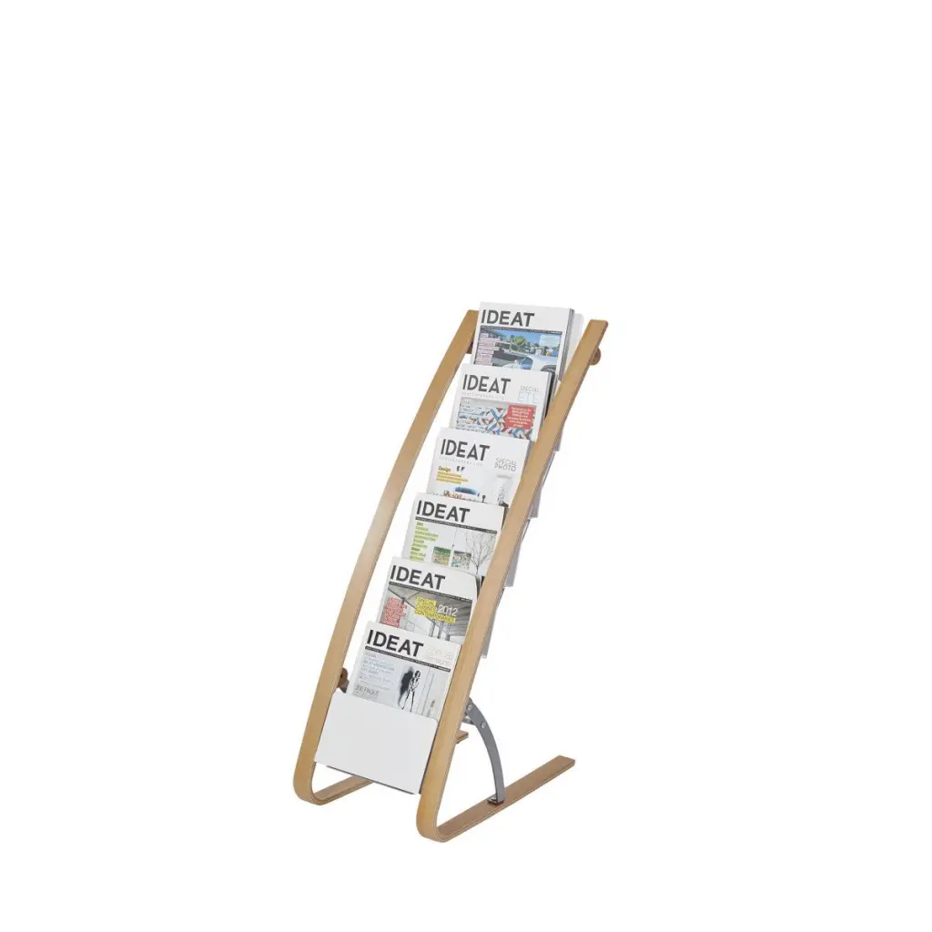 Alba Wooden Floor Stand 6 Shelves A4 Format Literature Display H930 x W340 x D500mm Light Wood/White - DDEXPO6W BC