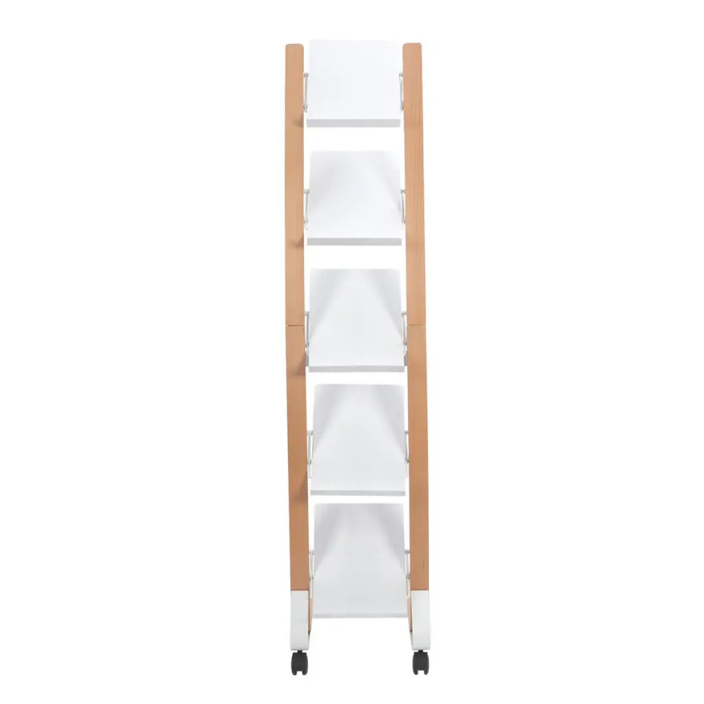 Alba Mobile Wooden Floor Stand 5 Shelves A4 Format Literature Display H1650 x W360 x D520mm Light Wood/White - DD5PMW BC