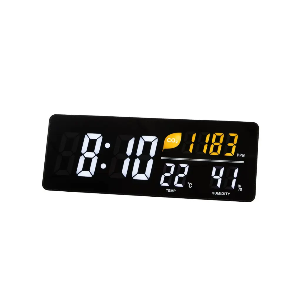 Alba LED Wall Clock With CO2 Level Temperature and Humidity Sensor Black - HORDGTL CO2