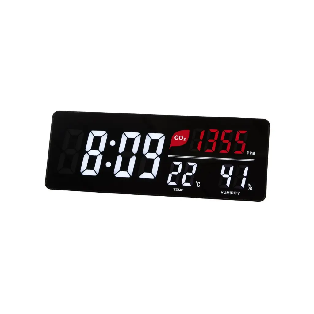 Alba LED Wall Clock With CO2 Level Temperature and Humidity Sensor Black - HORDGTL CO2