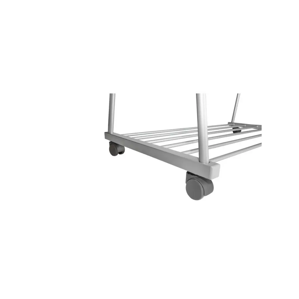 Alba Oslo Mobile Garment Rack Silver Grey and White Wood - Supplied With 6 Hangers - PMOSLO