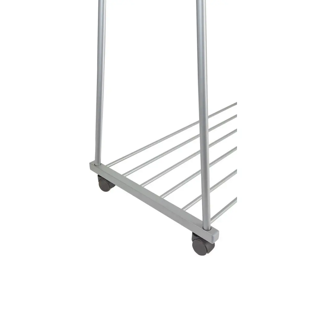 Alba Oslo Mobile Garment Rack Silver Grey and White Wood - Supplied With 6 Hangers - PMOSLO