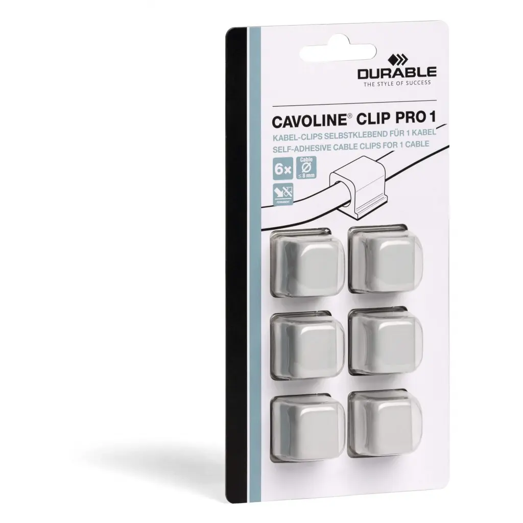 Durable CAVOLINE Clip PRO 1 Grey (Pack of 6) - 504210