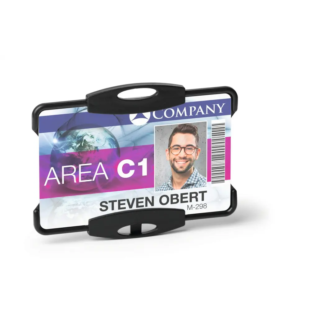 Durable Blue Angel Certified ID Badge Holder for 1 Badge Portrait or Landscape Format Black (Pack 10) - 898801