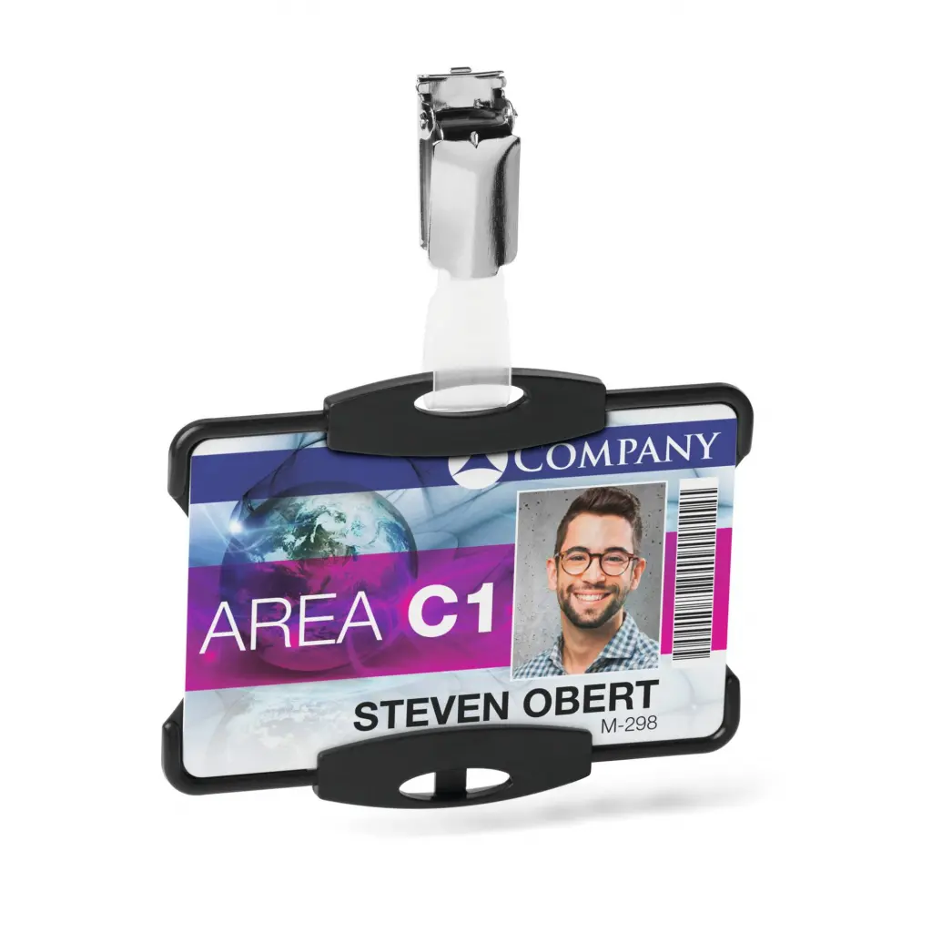 Durable Blue Angel Certified ID Badge Holder for 1 Badge Portrait or Landscape Format Black (Pack 10) - 898801