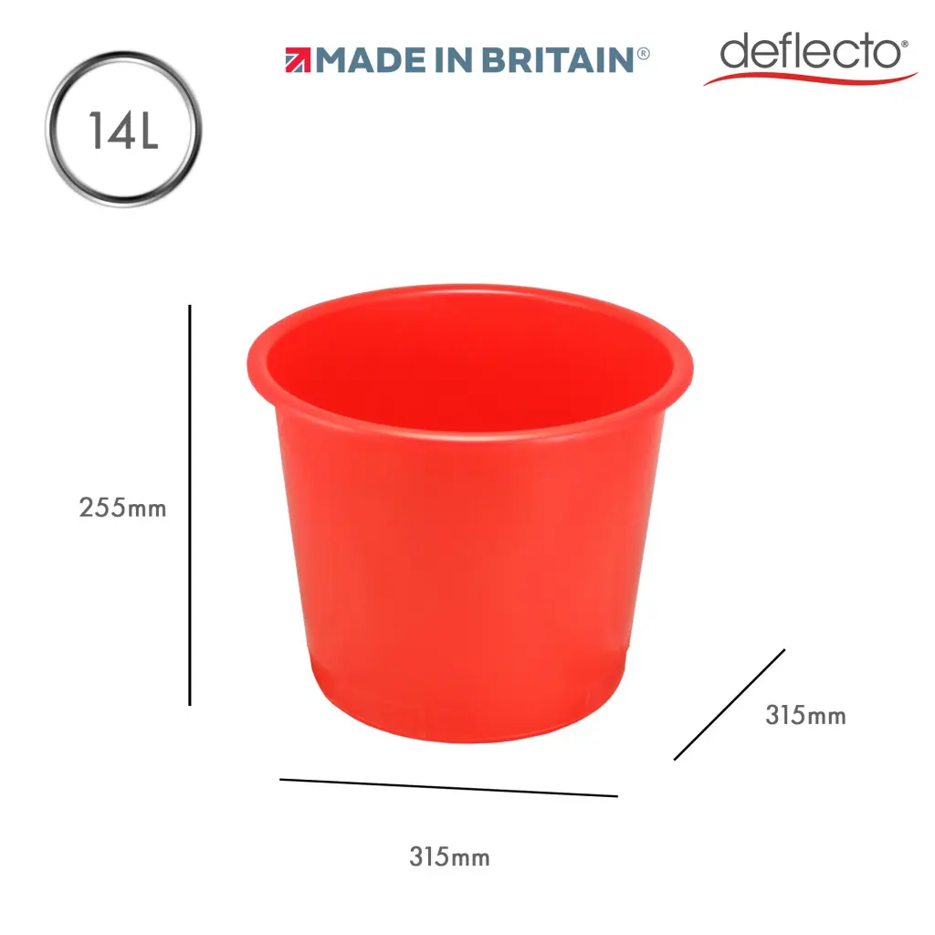 Deflecto Essentials 14 Litre Waste Bin Red - CP025YTRED