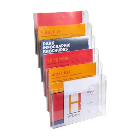 Exacompta Horizontal Wall Literature Holder 80 x 327 x 213mm Clear - 64158D