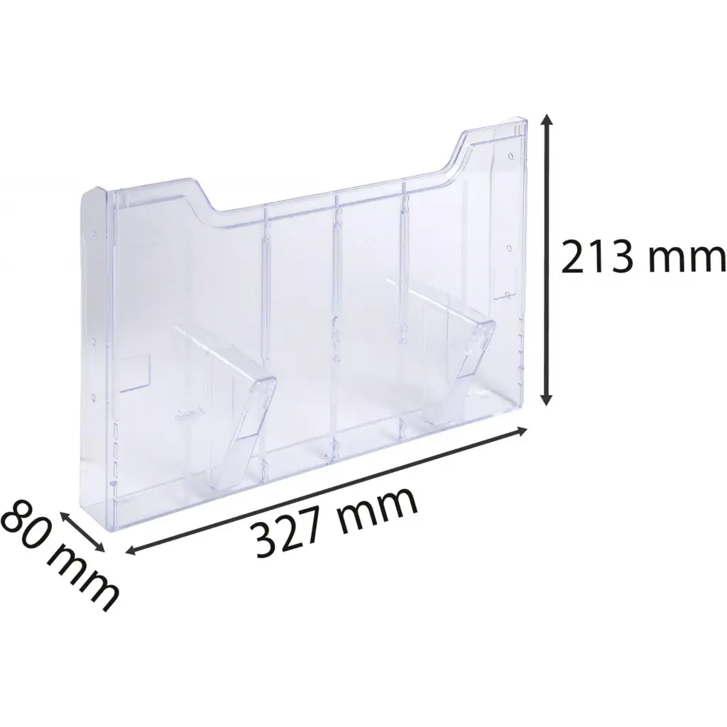 Exacompta Horizontal Wall Literature Holder 80 x 327 x 213mm Clear - 64158D