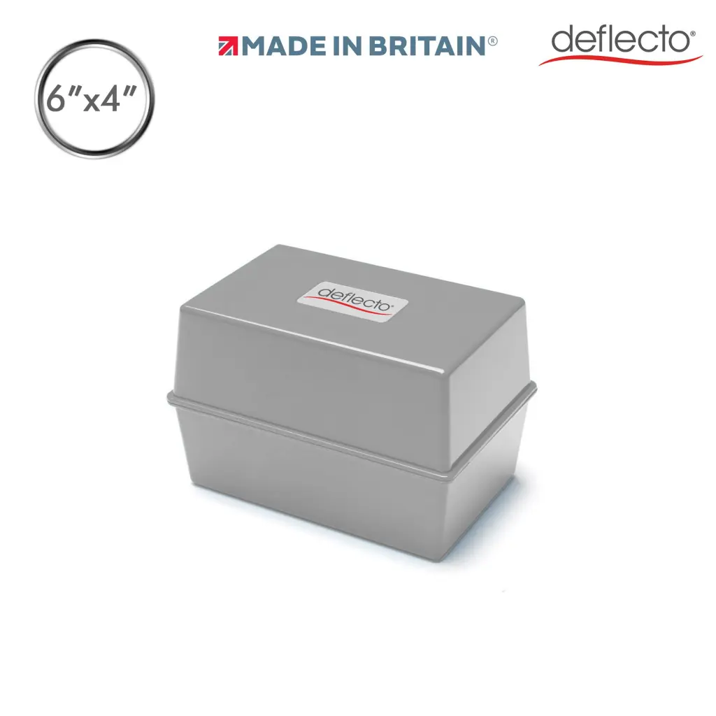 Defletco Essentials Card Index Box 152 x 102mm Grey CP011YTGRY