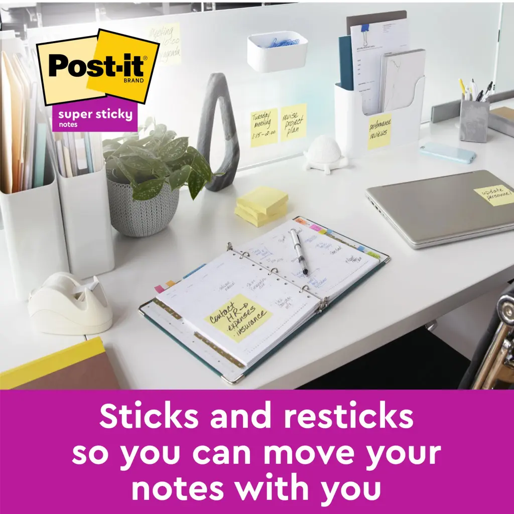 Post-it Super Sticky Notes 76x76mm Canary Yellow Promo Pack 90 Sheets per Pad (Pack 8 + 4 Free) - 7100290174