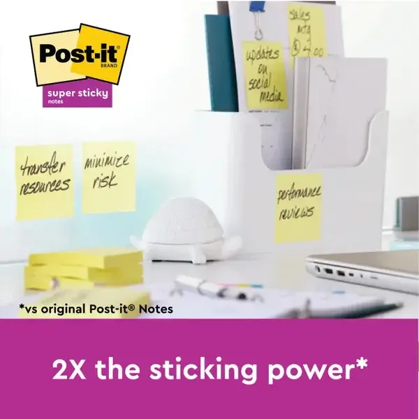 Post-it Super Sticky Notes 76x76mm Canary Yellow Promo Pack 90 Sheets per Pad (Pack 20 + 4 Free) - 7100236613