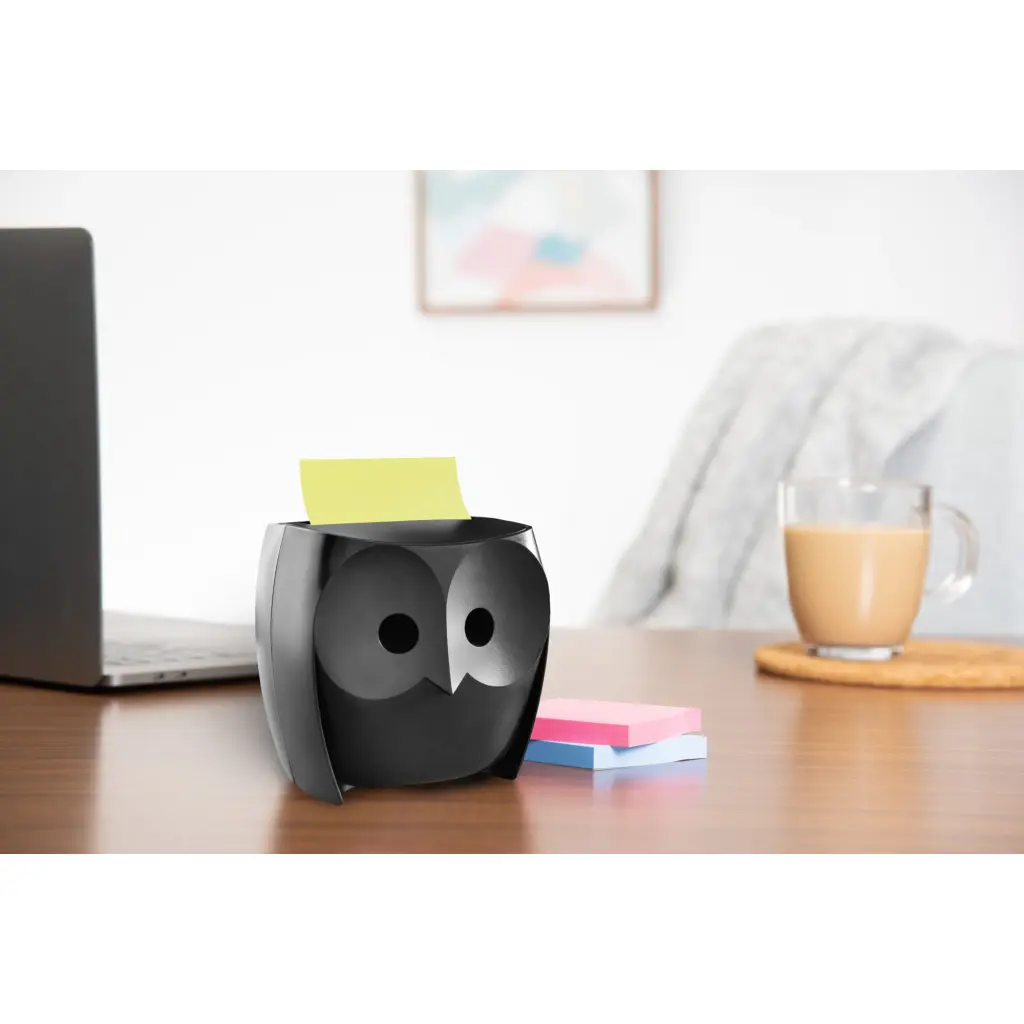 Post-it Z-Notes Dispenser Owl Black + 2 Packs Post-it Super Sticky Z-Notes 45 Sheets per Pad - 7100322315