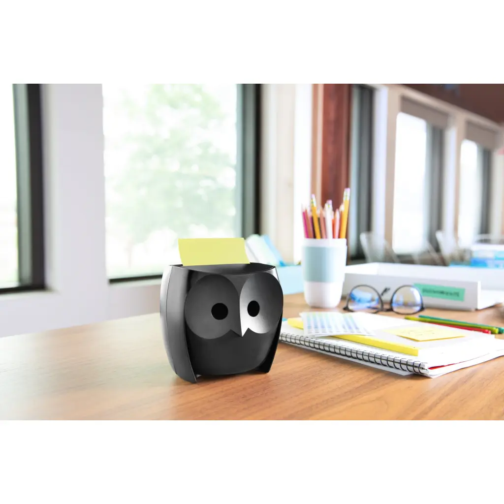 Post-it Z-Notes Dispenser Owl Black + 2 Packs Post-it Super Sticky Z-Notes 45 Sheets per Pad - 7100322315