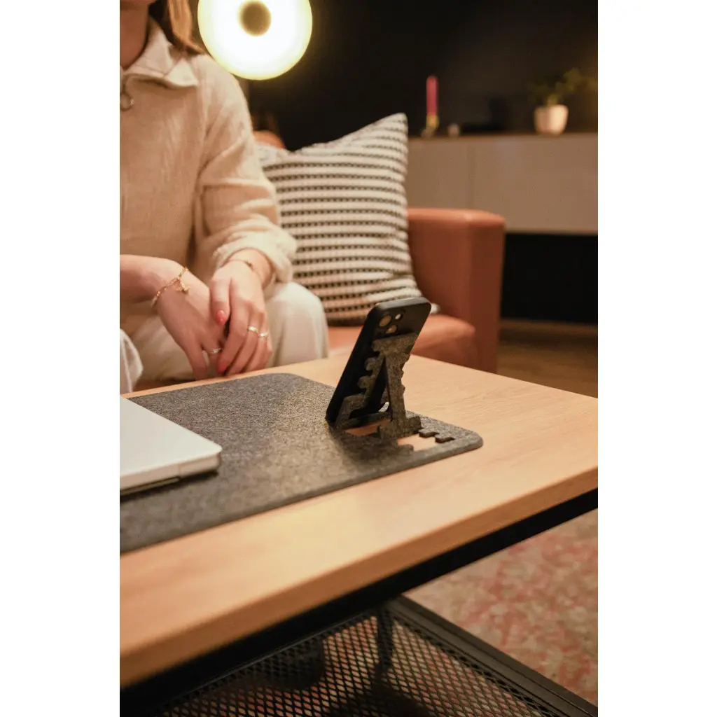 Durable EFFECT Felt Desk Mat with Fold-Out Phone Holder 70x33cm - 708158