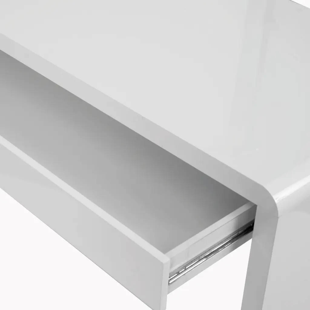 Nautilus Designs Nordic Compact and Curvaceous Workstation with Spacious Storage Drawer High Gloss White Finish - BDW/F210/WH