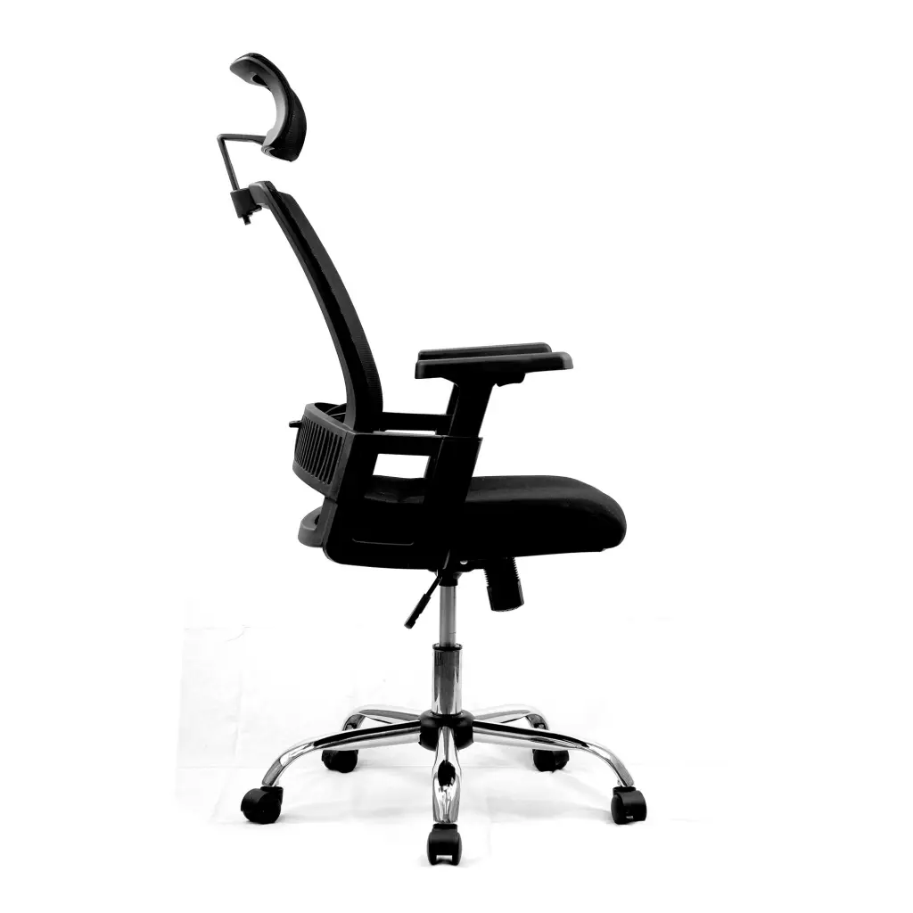 Nautilus Designs Alpha High Back Mesh Operator Office Chair with Headrest and Height Adjustable Arms Black - BCM/F816/BK