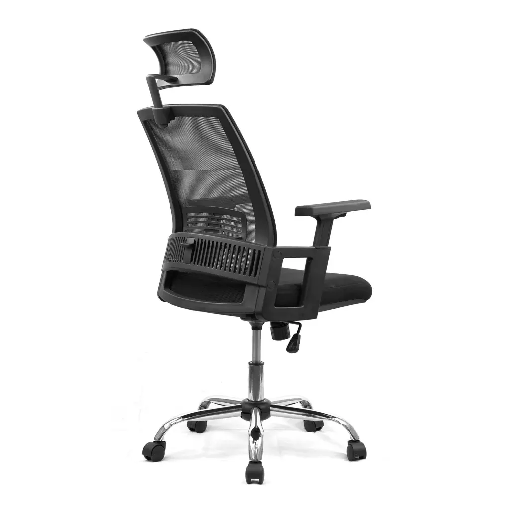 Nautilus Designs Alpha High Back Mesh Operator Office Chair with Headrest and Height Adjustable Arms Black - BCM/F816/BK