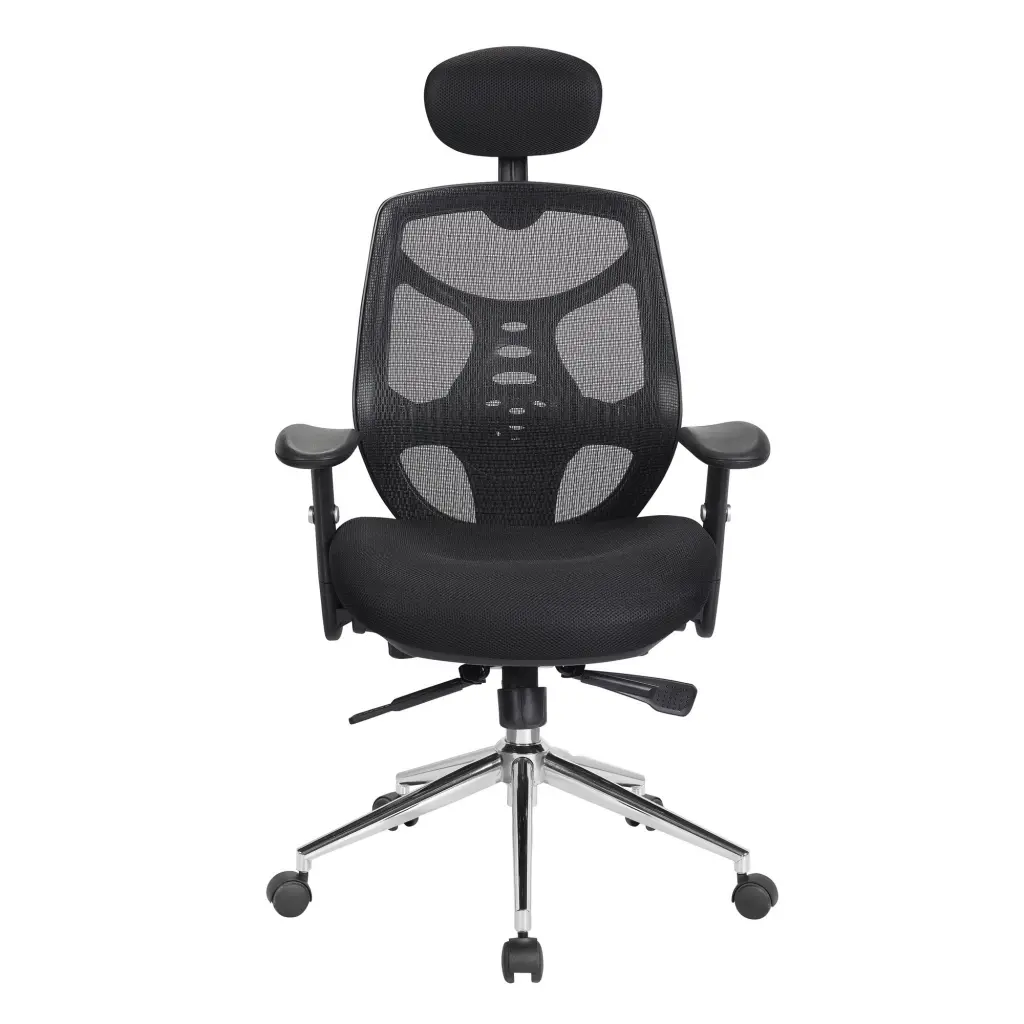 Nautilus Designs Polaris High Back Mesh Synchronous Executive Office Chair With Adjustable Headrest and Height Adjustable Arms Black - BCM/K113/BK