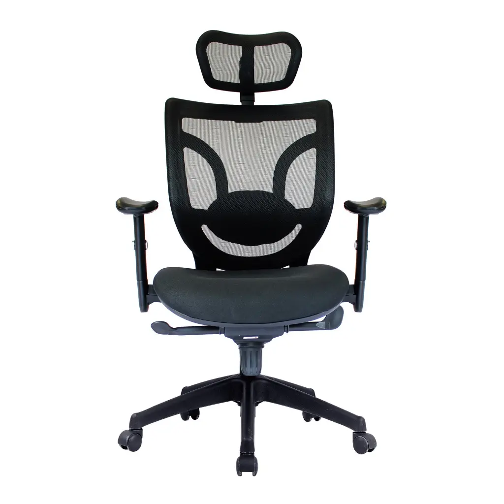 Nautilus Designs Newton High Back Mesh Synchronous Executive Office Chair With Integral Headrest and Height Adjustable Arms Black - BCM/K103/BK