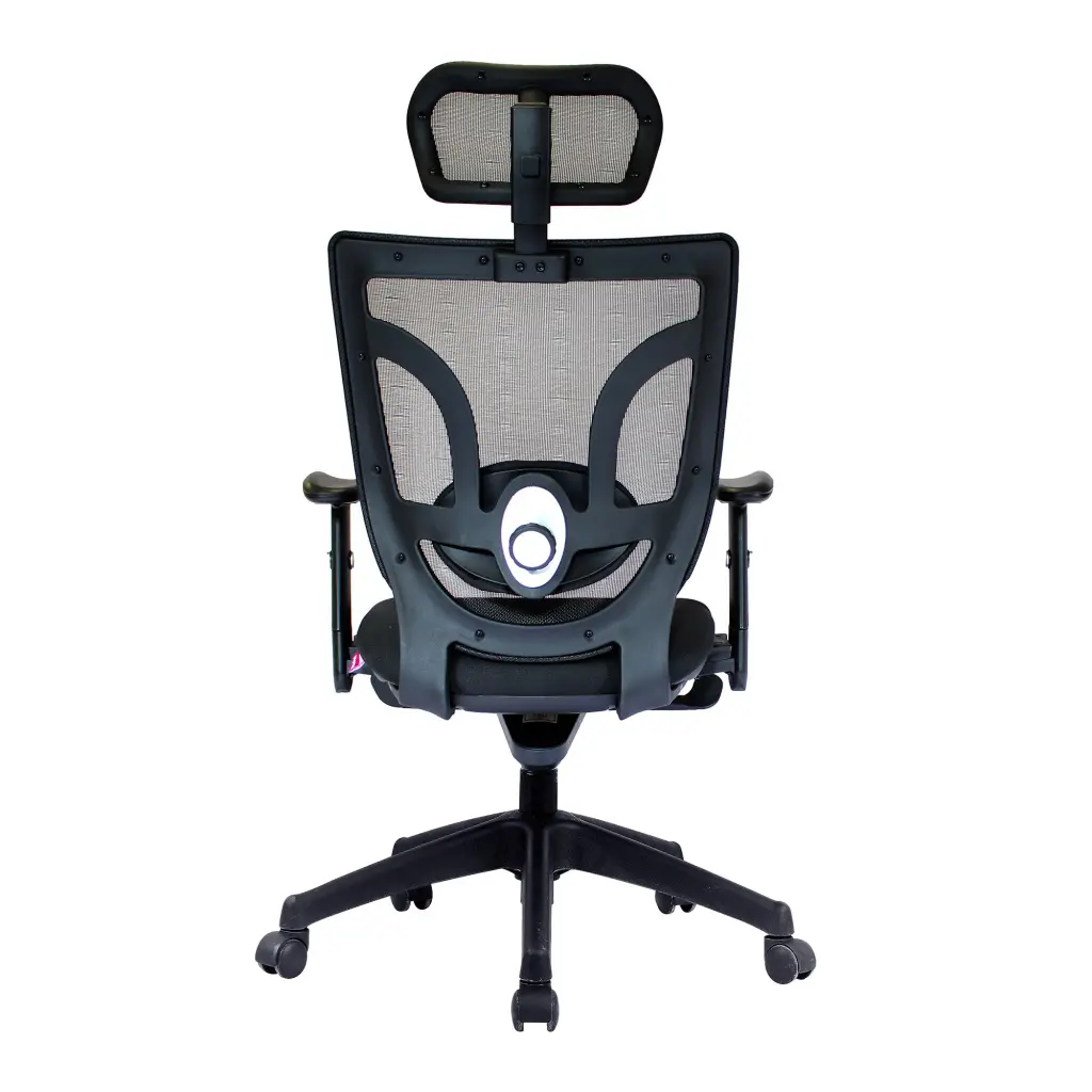 Nautilus Designs Newton High Back Mesh Synchronous Executive Office Chair With Integral Headrest and Height Adjustable Arms Black - BCM/K103/BK