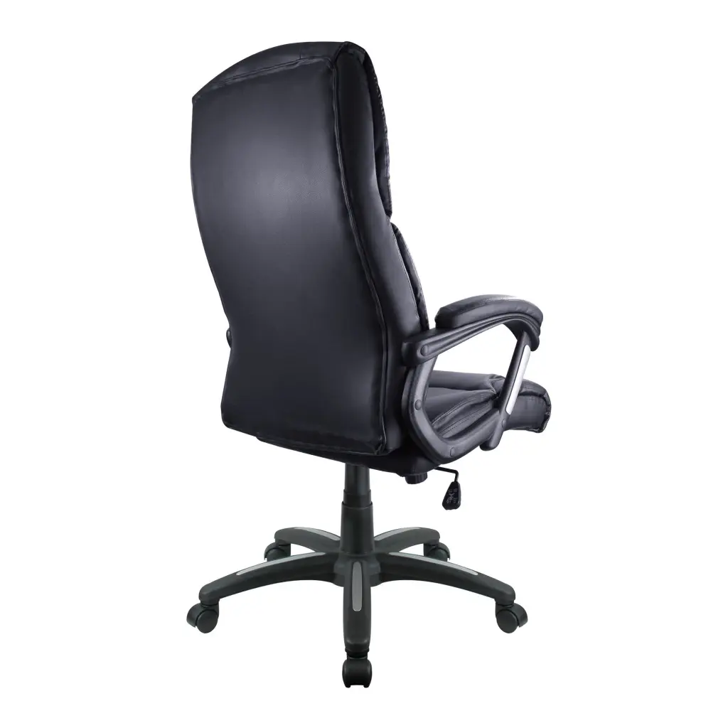 Nautilus Designs Wellington High Back Leather Effect Luxuriously Padded Executive Office Chair With Fixed Arms Black - BCP/T102/BK