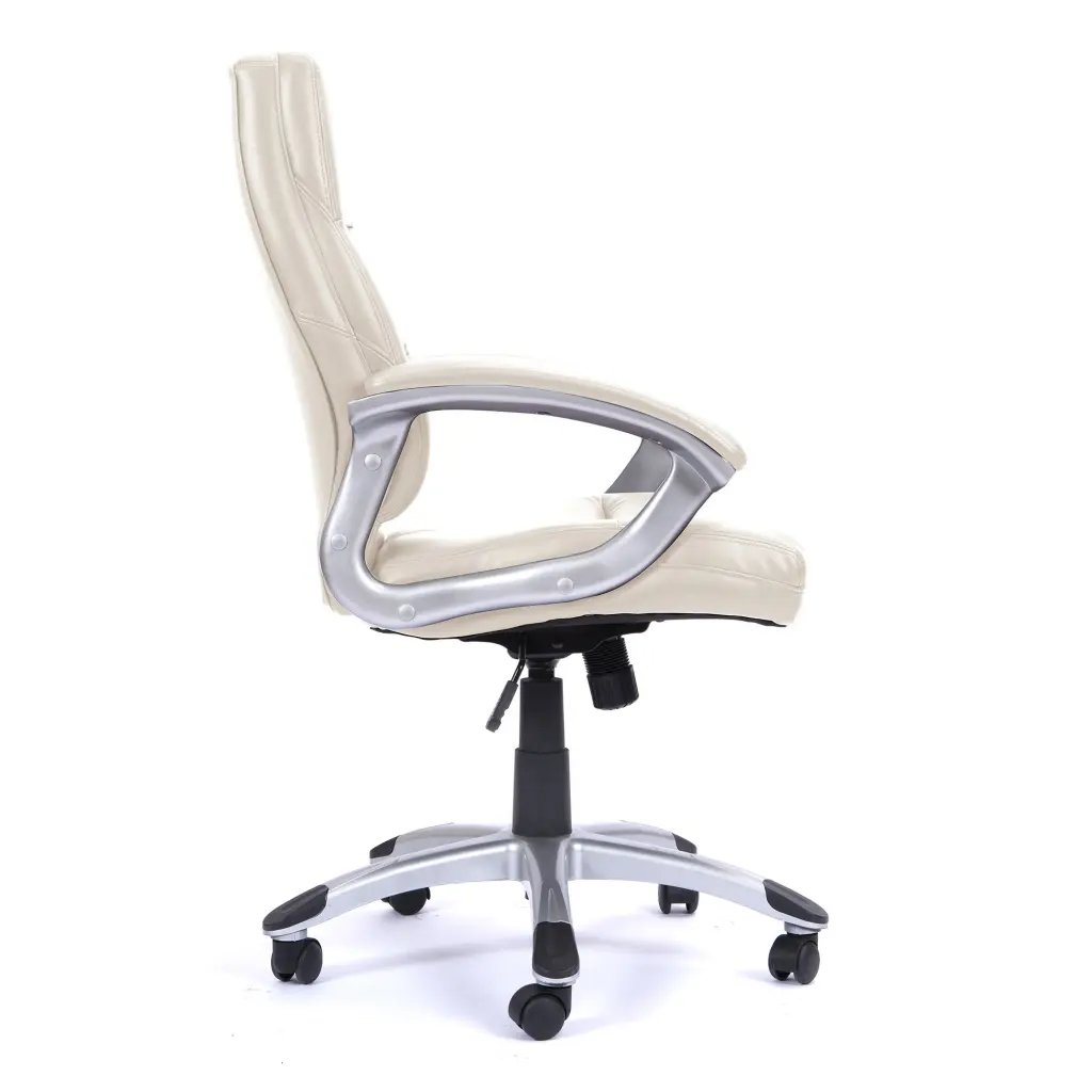 Nautilus Designs Greenwich High Back Leather Effect Executive Office Chair With Contoured Design Backrest and Fixed Arms Cream - BCP/T101/CM