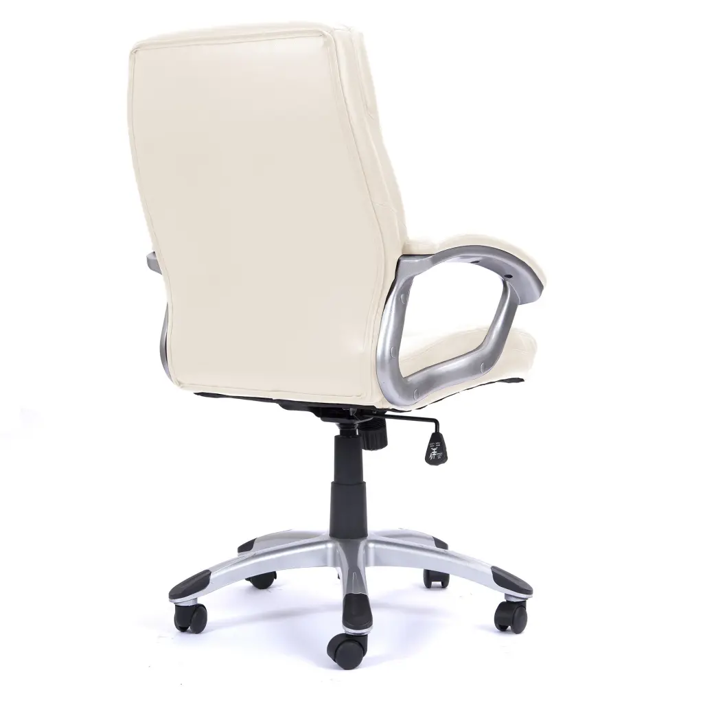 Nautilus Designs Greenwich High Back Leather Effect Executive Office Chair With Contoured Design Backrest and Fixed Arms Cream - BCP/T101/CM