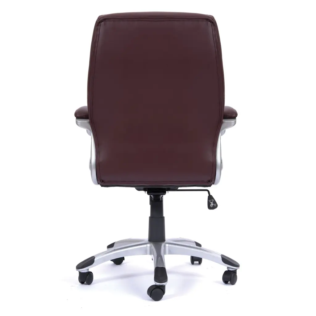 Nautilus Designs Greenwich High Back Leather Effect Executive Office Chair With Contoured Design Backrest and Fixed Arms Cherry Brown - BCP/T101/BY