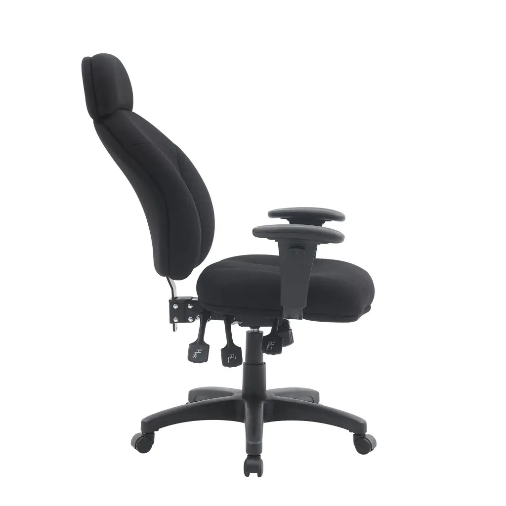 Nautilus Designs Avon High Back 24 Hour Triple Lever Fabric Operator Office Chair With Height Adjustable Arms Black - BCF/R373/BK