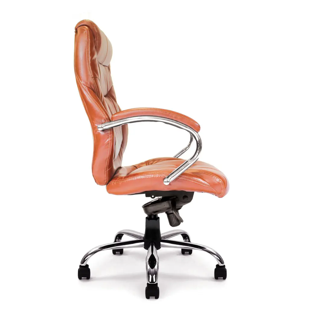 Nautilus Designs Sandown High Back Luxurious Leather Faced Synchronous Executive Chair With Integrated Headrest & Fixed Arms Tan - DPA617KTAG/TN