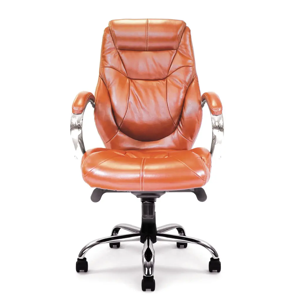 Nautilus Designs Sandown High Back Luxurious Leather Faced Synchronous Executive Chair With Integrated Headrest & Fixed Arms Tan - DPA617KTAG/TN