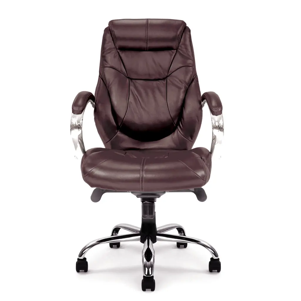 Nautilus Designs Sandown High Back Luxurious Leather Faced Synchronous Executive Chair With Integrated Headrest & Fixed Arms Brown - DPA617KTAG/LBW