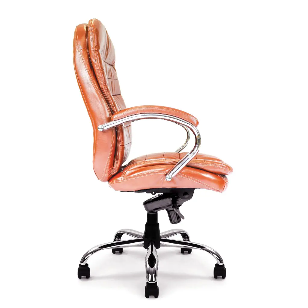 Nautilus Designs Santiago High Back Italian Leather Faced Synchronous Executive Chair With Integrated Headrest & Fixed Arms Tan - DPA618KTAG/TN