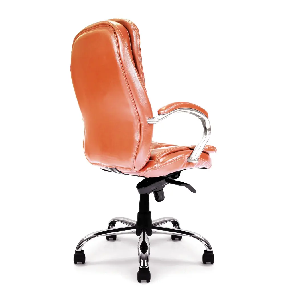 Nautilus Designs Santiago High Back Italian Leather Faced Synchronous Executive Chair With Integrated Headrest & Fixed Arms Tan - DPA618KTAG/TN